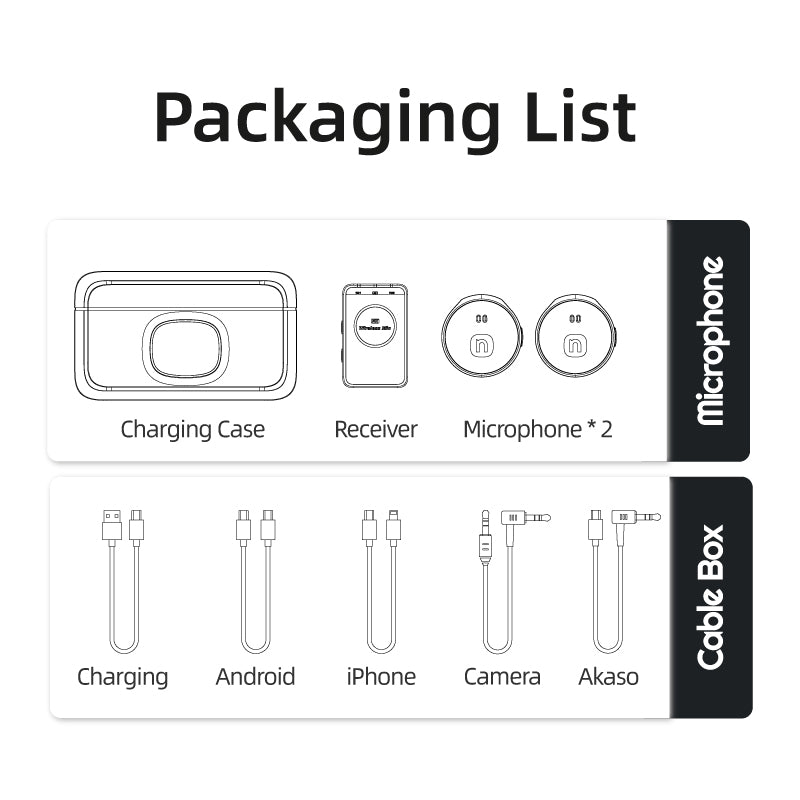 NUNAVO wireless microphone mic for AKASO EK7000/EK7000Pro/V50X/V50 Elite/Brave4/7LE/4Pro Action Camera Accessory hifi sound mic adapter