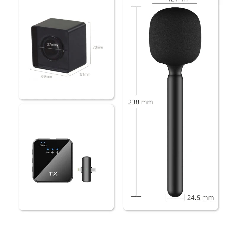 NUNAVO Interview wireless microphone professional microfeono Mic Handle broadcast microphone handheld for iphone smart phone