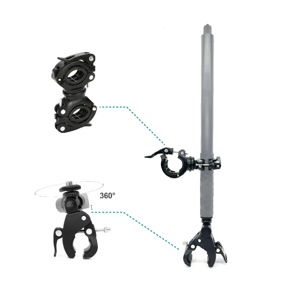 Motorcycle Invisible Selfie Stick Bicycle Monopod Handlebar Bracket for Insta360 One X3 X2 GoPro 11 10 Action Camera Accessory