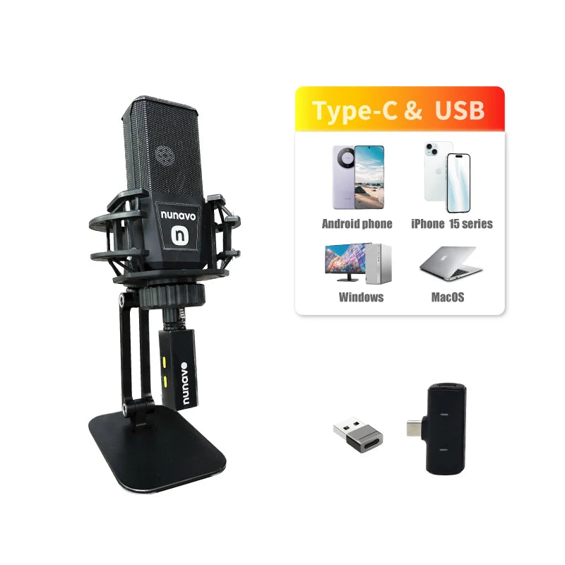 NUNAVO Gaming USB Microphone tabletop pc Desktop Condenser Podcast Microfono Record live Streaming Microphones shock mount Stand holder