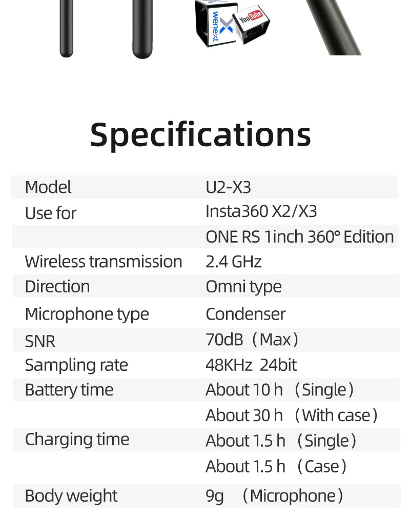 wireless microphone mic for Insta360 X3 one x2 mic audio no need mic adapter action camera Accessory hifi sound noise reduction