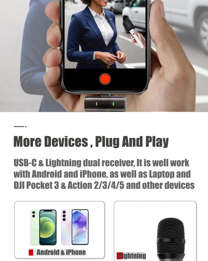 NUNAVO wireless microphone Interview professional microfeono Mic Handle broadcast microphone handheld for iphone smart phone