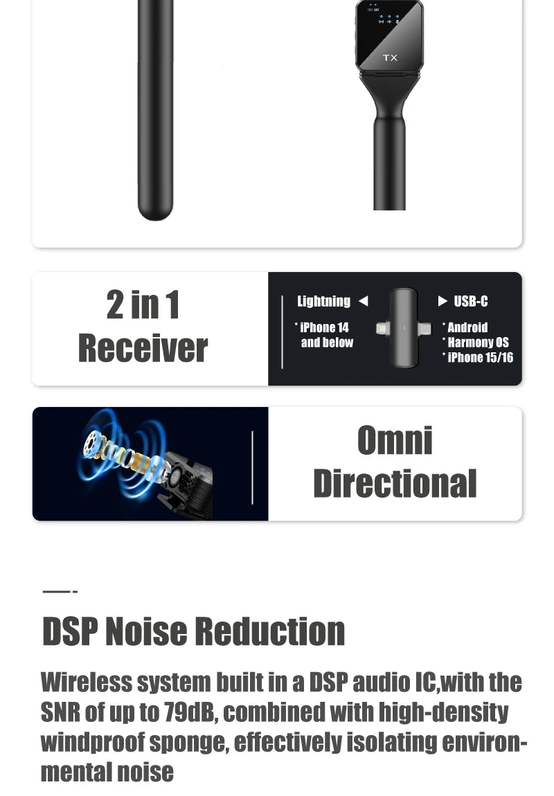 NUNAVO Interview wireless microphone professional microfeono Mic Handle broadcast microphone handheld for iphone smart phone