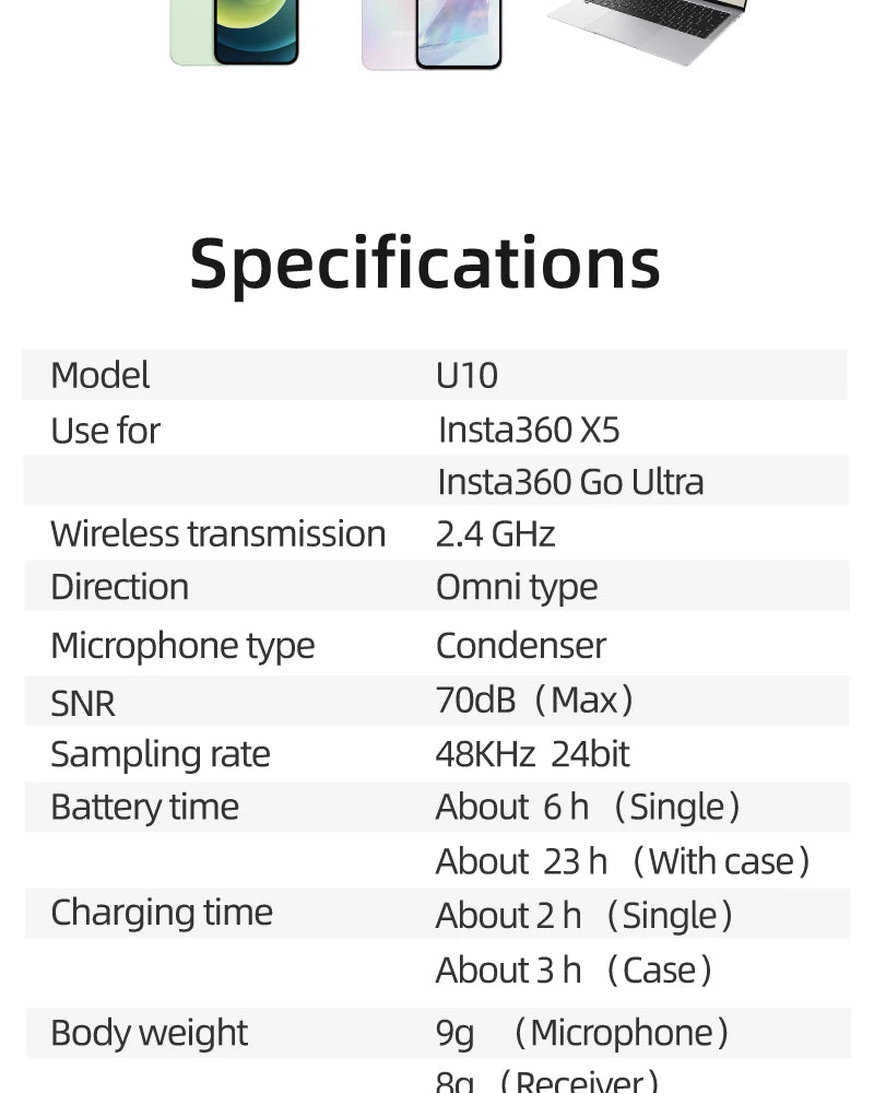 wireless microphone mic for insta360 x5 for insta360 go ultra 360 action camera mic audio no need mic adapter camera Accessory