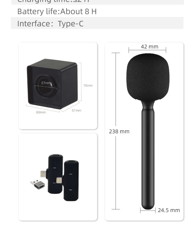 NUNAVO microfono mic profissional Interview wireless microphone Mic Handle adapter microphone handheld adapter smart phone ios