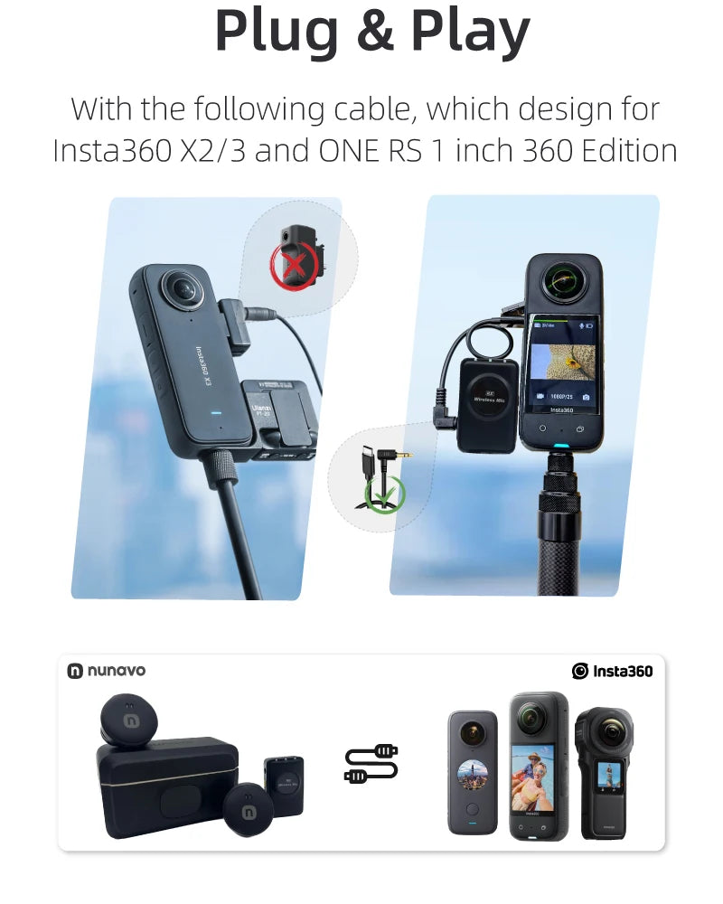 wireless microphone mic for Insta360 X3 one x2 mic audio no need mic adapter action camera Accessory hifi sound noise reduction