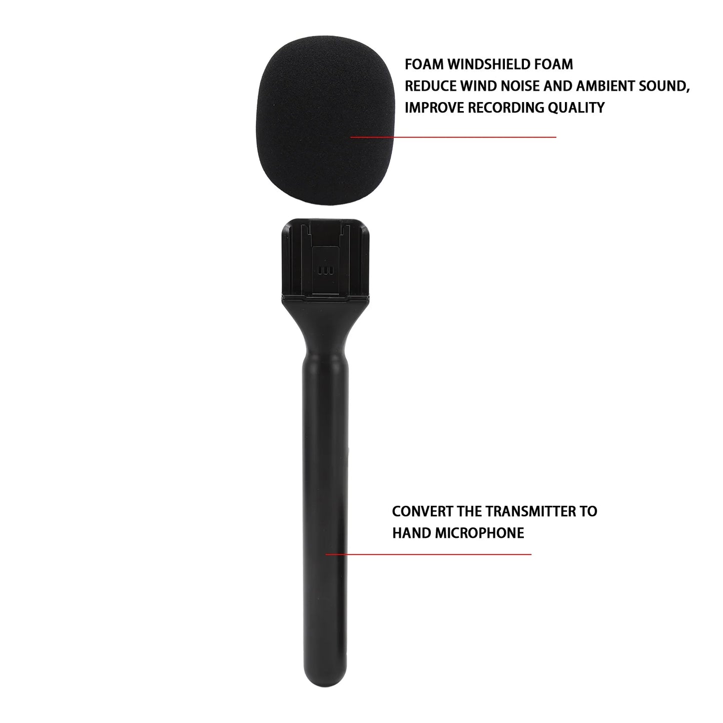 Handheld Wireless Interview Microphone Adapter with Windshield Foam for Rode Wireless GO II for DJI Mic 1 2