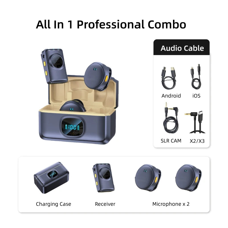 wireless microphone mic for Insta360 X3 one x2 mic audio no need mic adapter action camera Accessory hifi sound noise reduction
