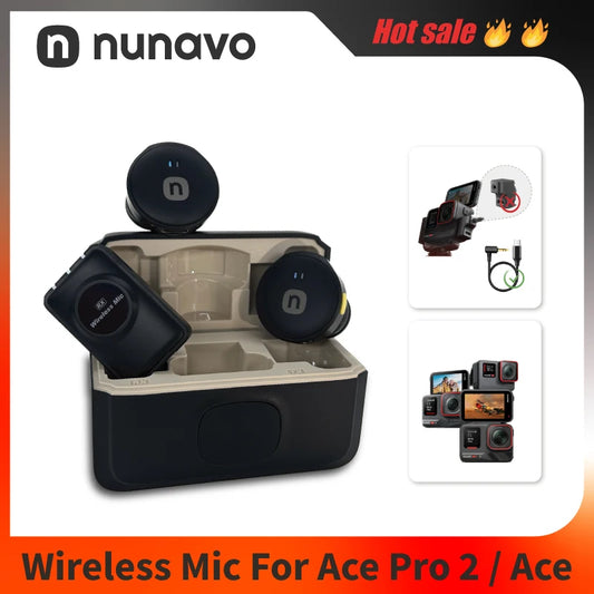 NUNAVO wireless microphone mic for Insta360 ace pro2/ace pro/ace ai action 360 camera mic audio no need mic adapter camera Accessory