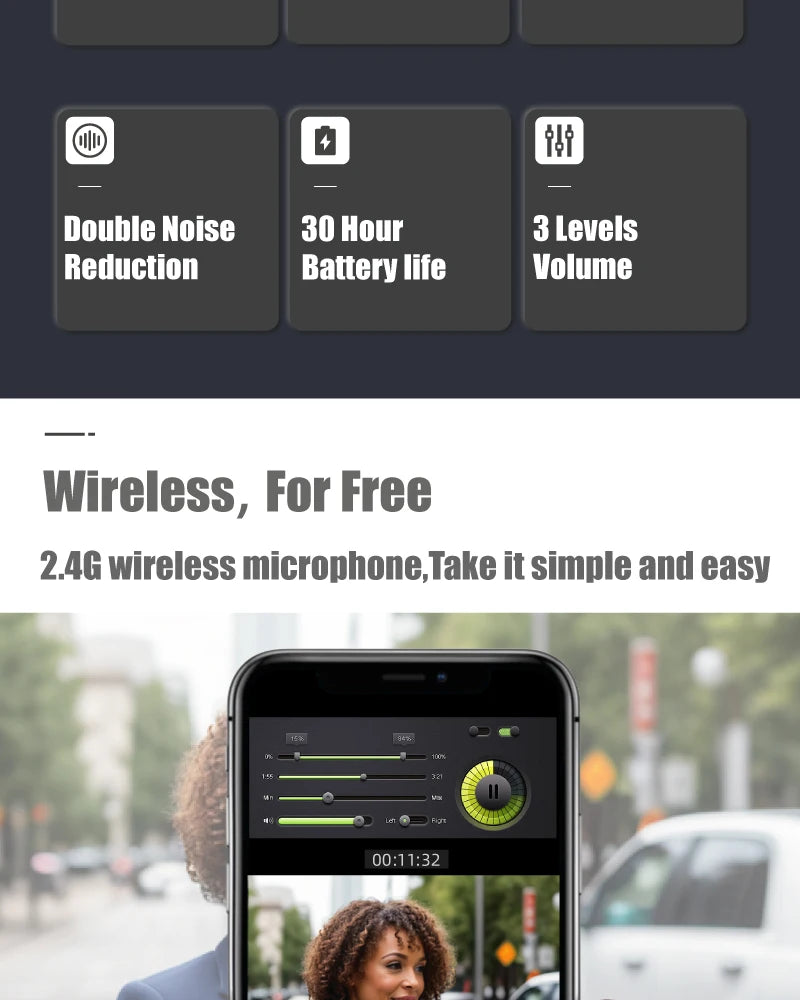 NUNAVO wireless microphone Interview professional microfeono Mic Handle broadcast microphone handheld for iphone smart phone