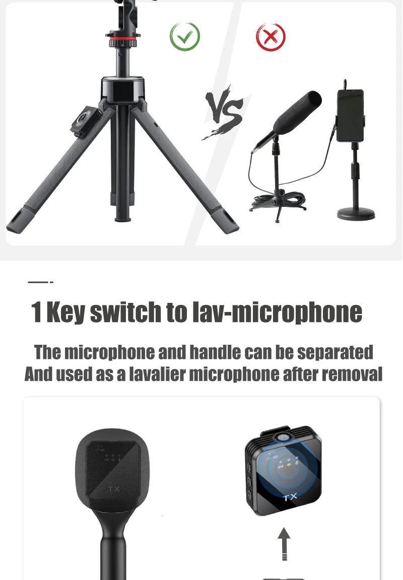 NUNAVO Interview wireless microphone professional microfeono Mic Handle broadcast microphone handheld for iphone smart phone