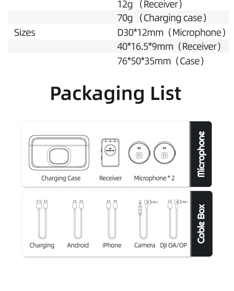wireless microphone mic for DJI OSMO action 5 PRO/2/3/4 camera pocket3 oa4 mic audio no need mic adapter action camera Accessory