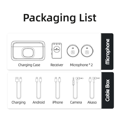 NUNAVO wireless microphone mic for AKASO EK7000/EK7000Pro/V50X/V50 Elite/Brave4/7LE/4Pro Action Camera Accessory hifi sound mic adapter