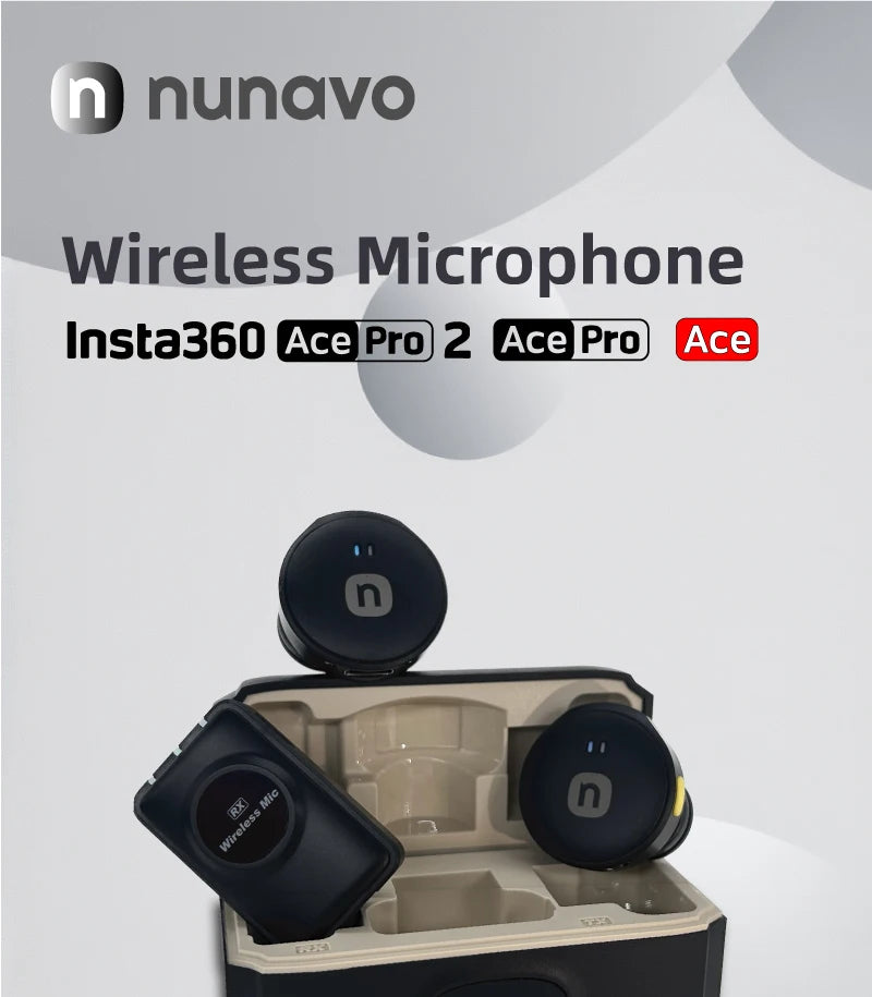 NUNAVO wireless microphone mic for Insta360 ACE PRO2 ace pro mic audio no need mic adapter action camera Accessory hifi noise reduction