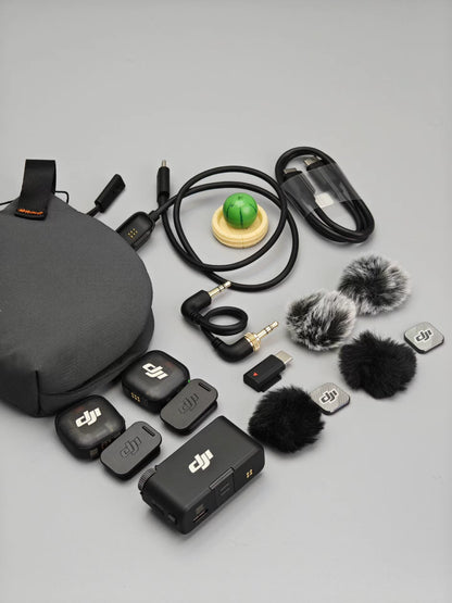 DJI Mic 3 (2 TX + 1 RX) wireless microphone, |  Like-New, No Charging Case, Fully Functional