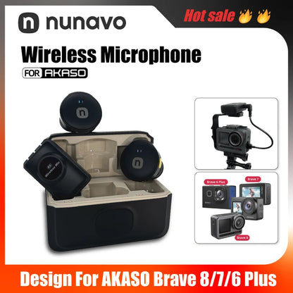 wireless microphone mic for Akaso Brave 8/7/6 plus mic audio no need mic adapter action camera Accessory hifi noise reduction