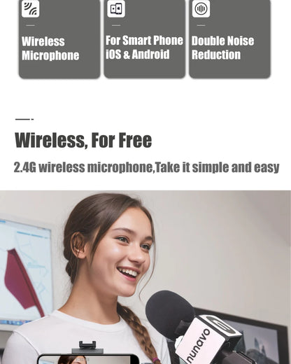 NUNAVO microfono mic profissional Interview wireless microphone Mic Handle adapter microphone handheld adapter smart phone ios