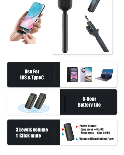 NUNAVO microfono mic profissional Interview wireless microphone Mic Handle adapter microphone handheld adapter smart phone ios