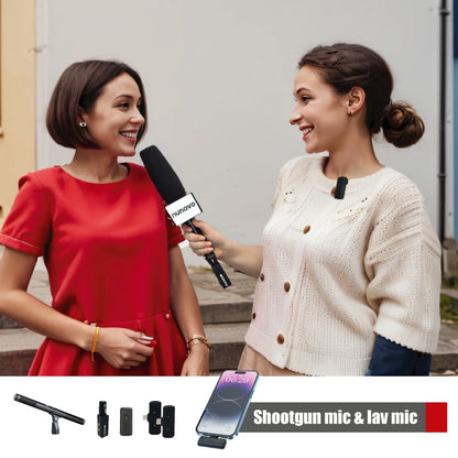 Wireless interview microphone Condenser Shotgun Mic XLR Microphone handheld for iphone android studio recording mic noise cancel