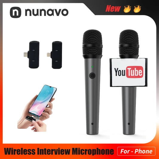 NUNAVO wireless microphone Interview professional microfeono Mic Handle broadcast microphone handheld for iphone smart phone