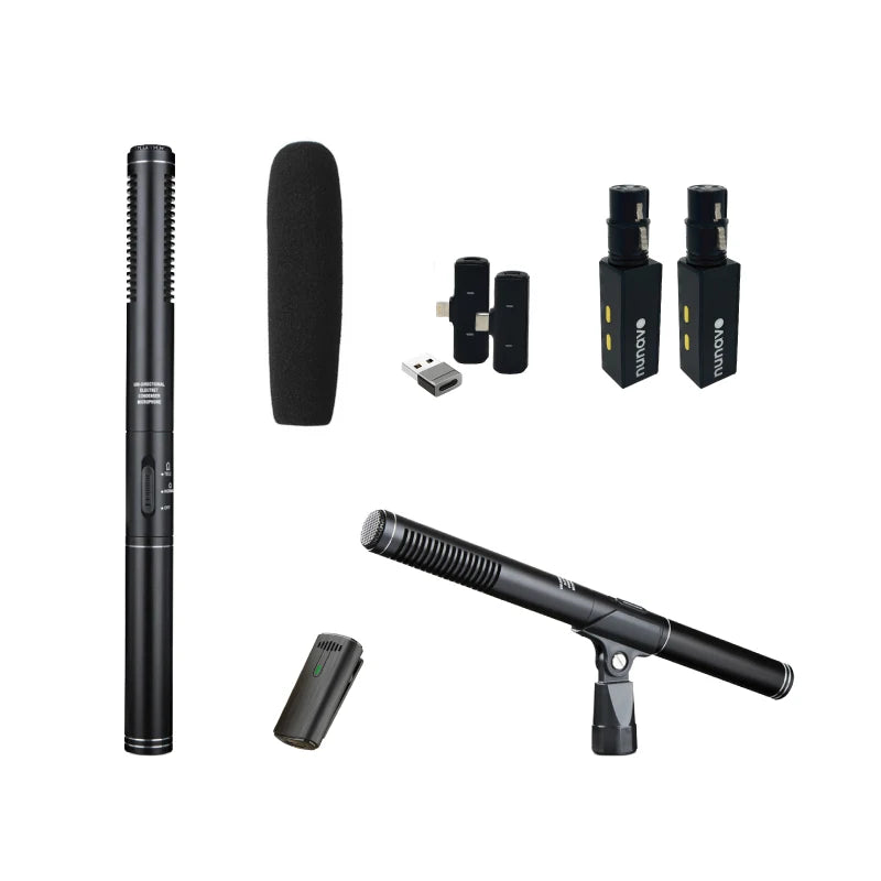 Wireless interview microphone Condenser Shotgun Mic XLR Microphone handheld for iphone android studio recording mic noise cancel