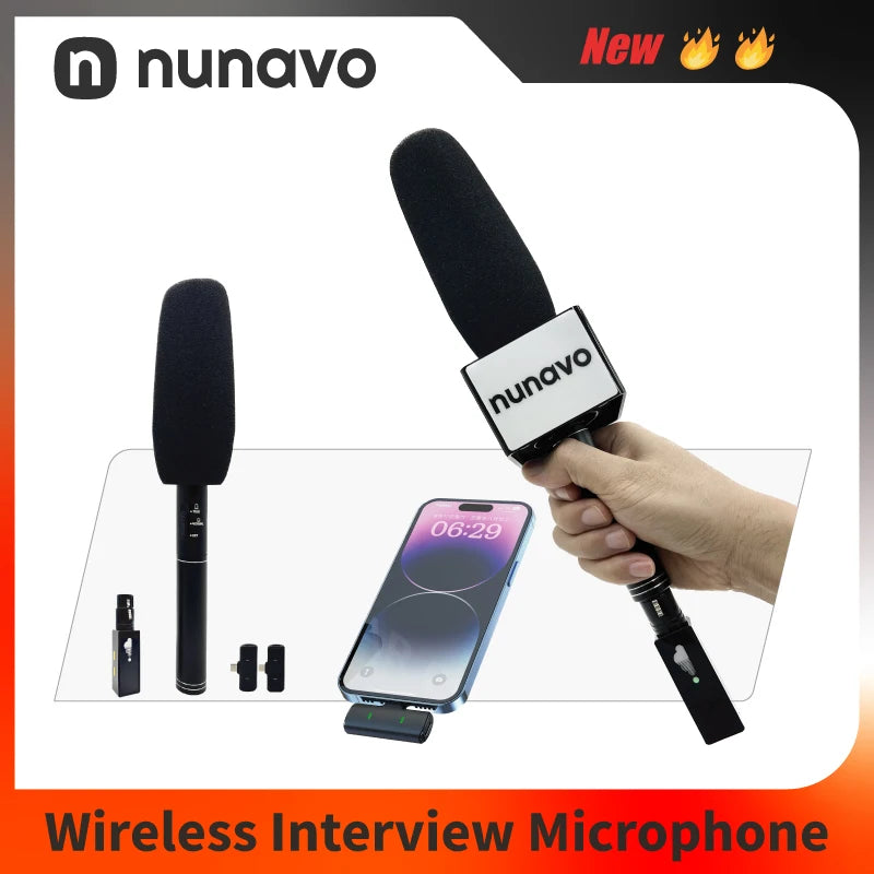 Wireless interview microphone Condenser Shotgun Mic XLR Microphone handheld for iphone android studio recording mic noise cancel