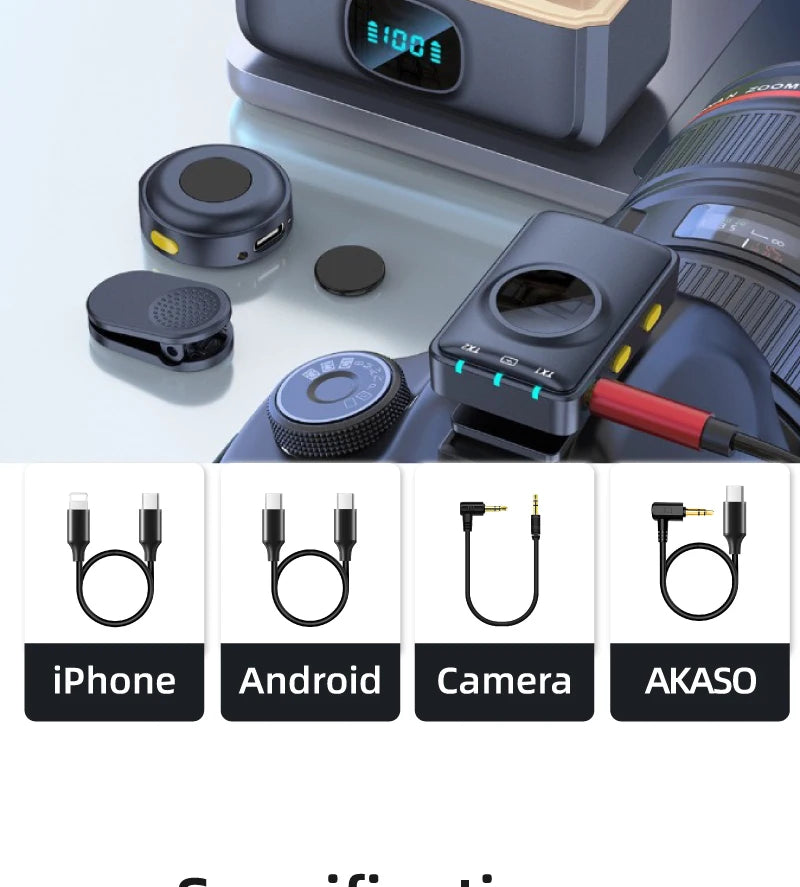 wireless microphone mic for Akaso Brave 8/7/6 plus mic audio no need mic adapter action camera Accessory hifi noise reduction