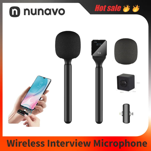 NUNAVO microfono mic profissional Interview wireless microphone Mic Handle adapter microphone handheld adapter smart phone ios