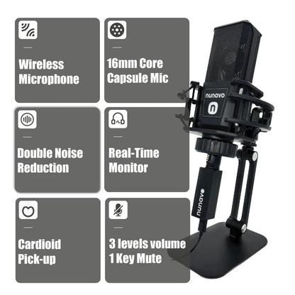 NUNAVO Gaming USB Microphone tabletop pc Desktop Condenser Podcast Microfono Record live Streaming Microphones shock mount Stand holder