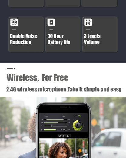 NUNAVO wireless microphone Interview professional microfeono Mic Handle broadcast microphone handheld for iphone smart phone
