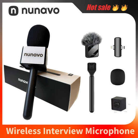 NUNAVO Interview wireless microphone professional microfeono Mic Handle broadcast microphone handheld for iphone smart phone