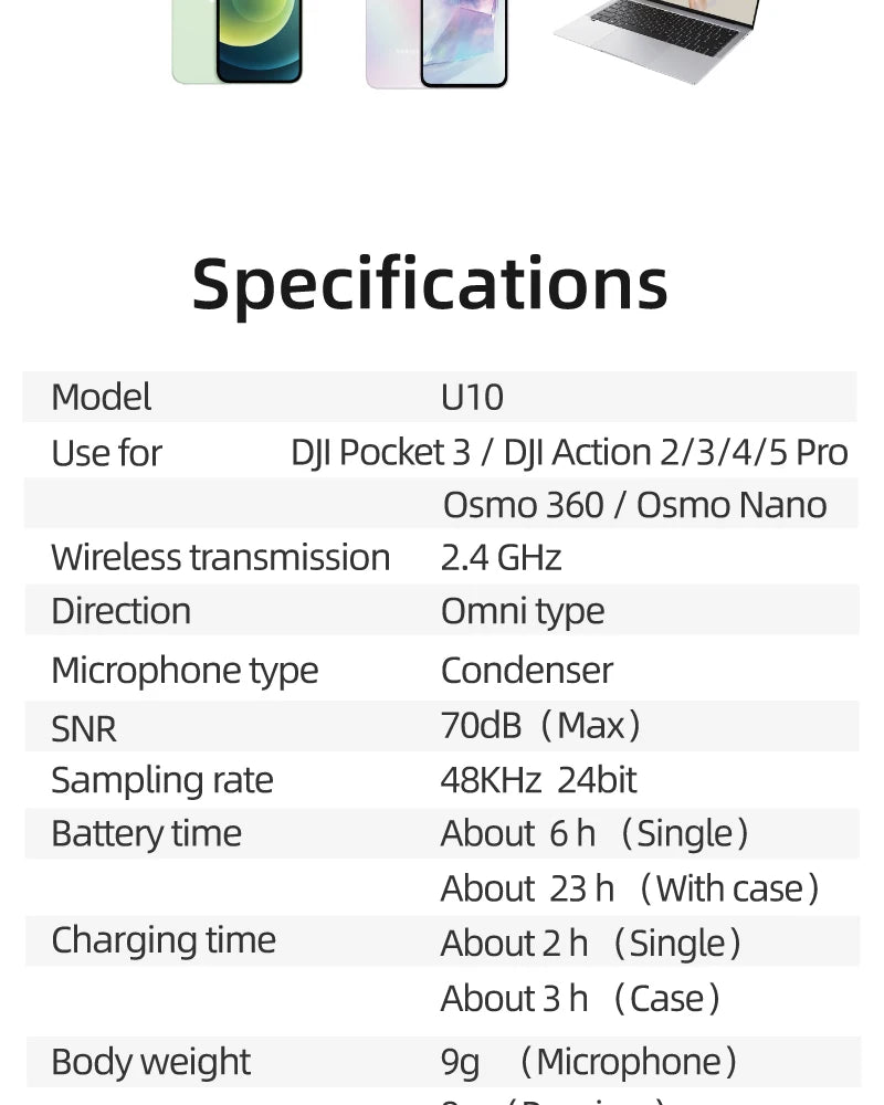 wireless microphone mic for DJI OSMO 360/OSMO NANO/pocket3/action5 pro/4/3 camera mic audio no need mic adapter camera Accessory