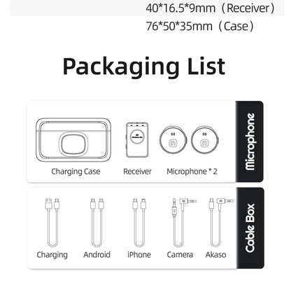 wireless microphone mic for Akaso Brave 8/7/6 plus mic audio no need mic adapter action camera Accessory hifi noise reduction