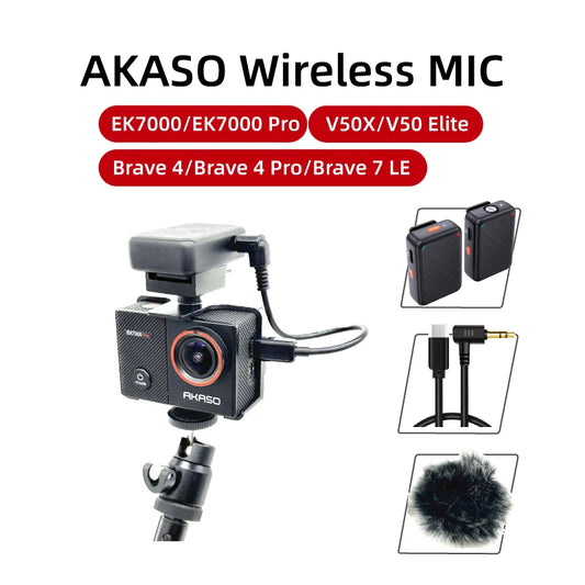 wireless microphone mic for AKASO EK7000/EK7000Pro/V50X/V50 Elite/Brave4/7LE/4Pro Action Camera Accessory hifi sound mic adapter