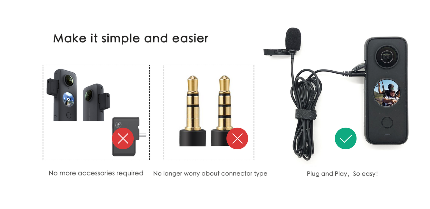 Insta360 one x3 microphone official mic audio no need mic adapter Handheld sport camera Accessories hi-fi sound noise reduction